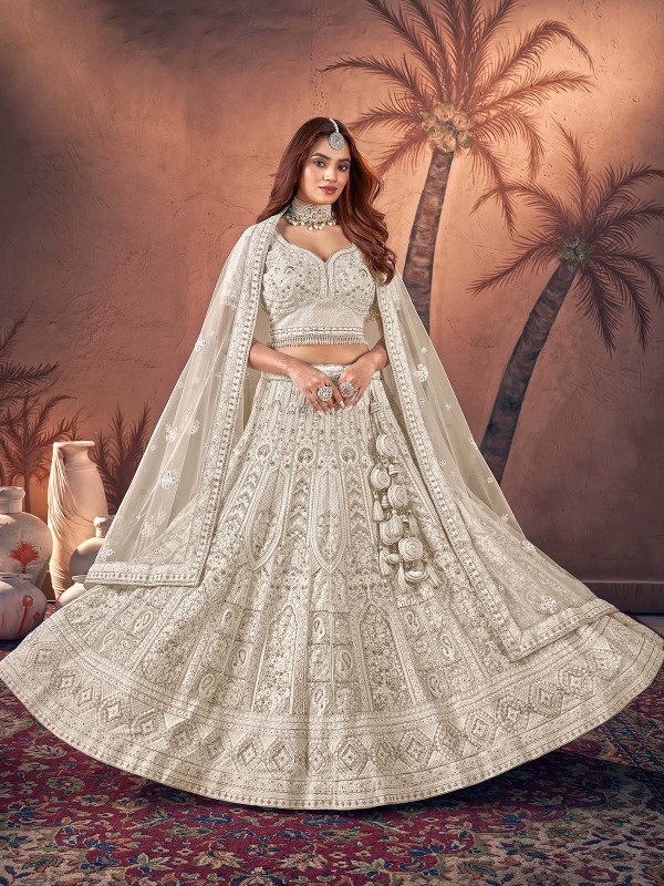 Off White Premium Georgette Lehenga Choli